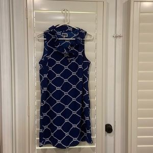 Navy blue nautical theme dress from Mud Pie.